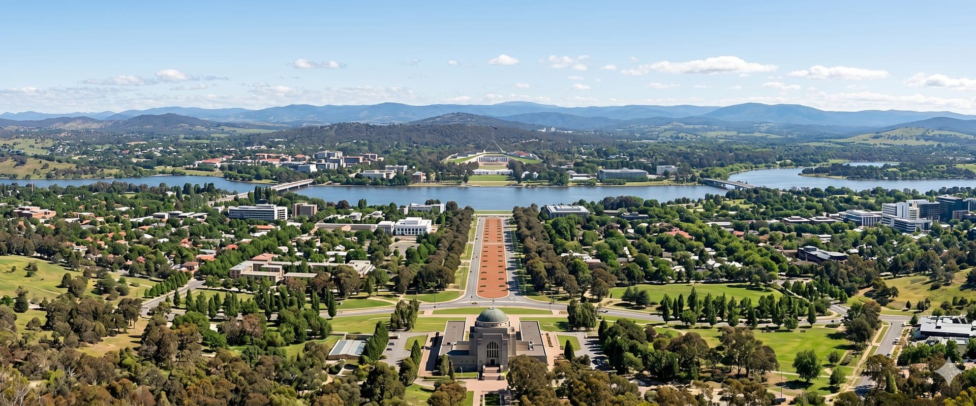 Canberra Parliament House and Lake Burley Griffin