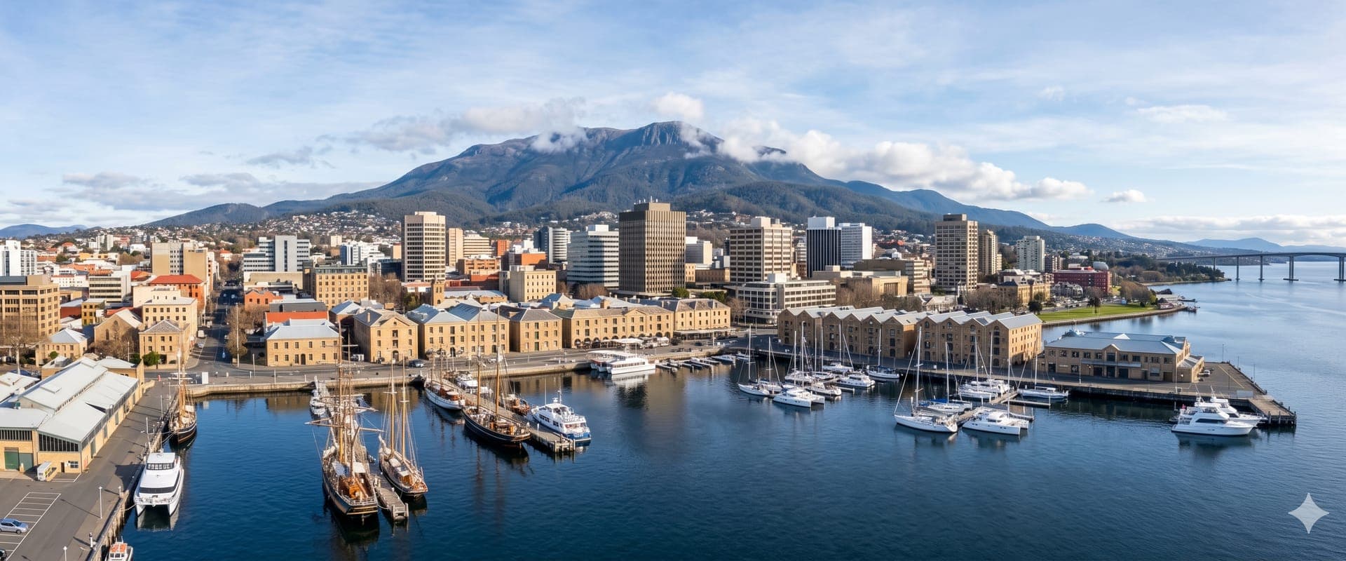 Hobart waterfront with Mount Wellington behind