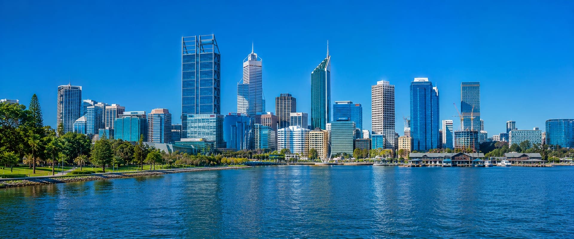 Perth skyline along the Swan River