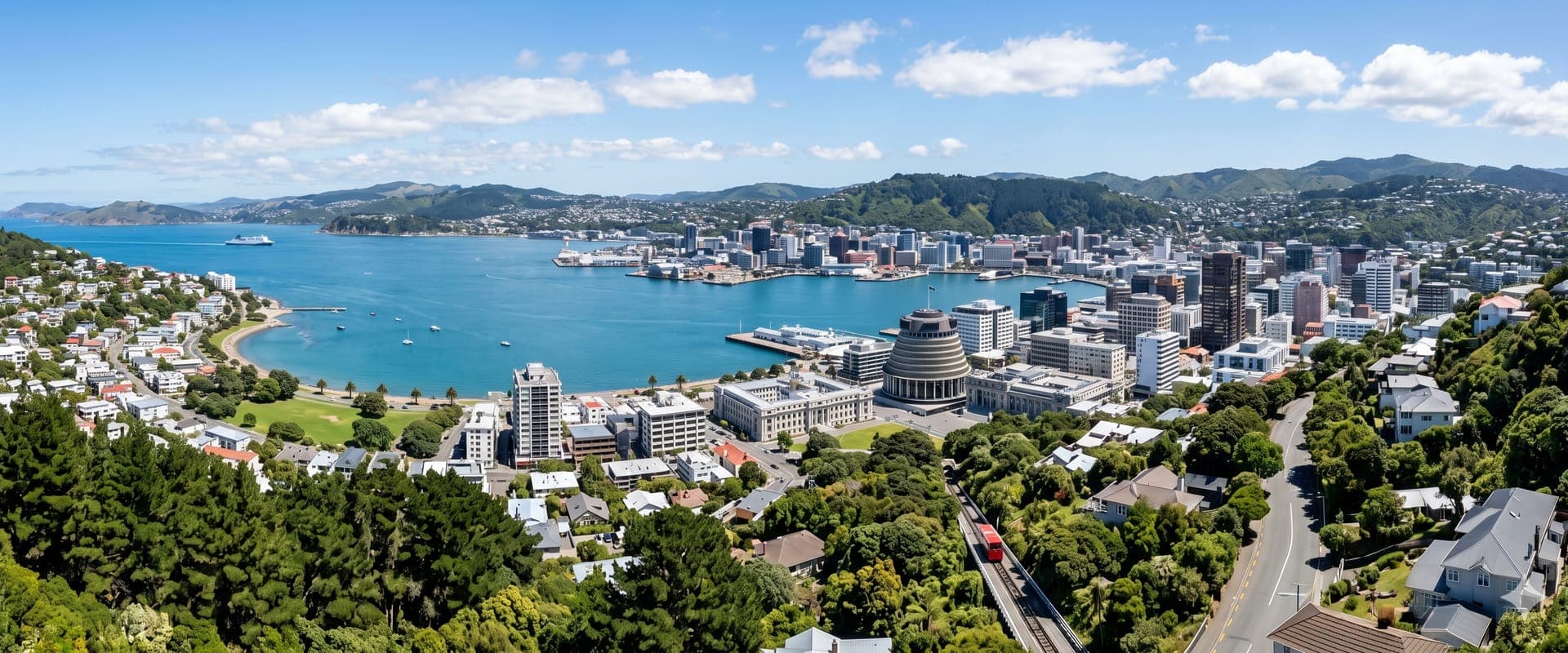 Wellington harbour and surrounding hills